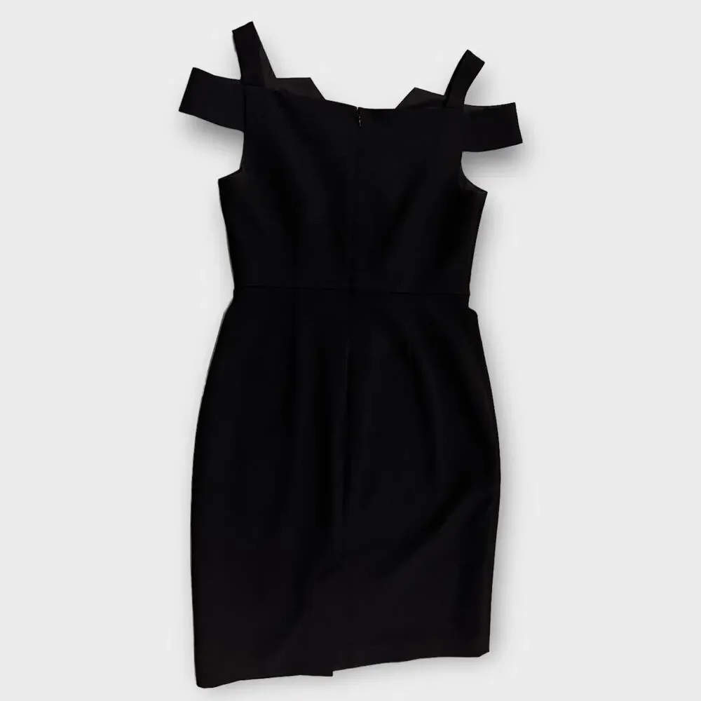 White House Black Market Open Shoulder black Dress Size 8 - Picture 3 of 10